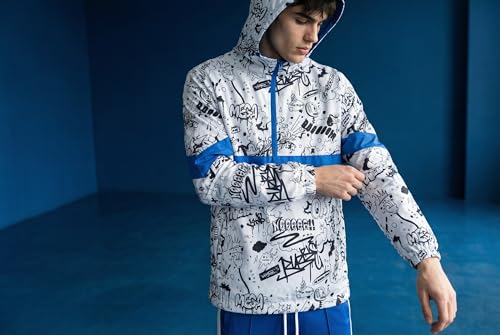 Image of Screenshotbrand Lightweight Hooded Water Resistant Windbreaker - Zip-up Fashion Map Print Rain Jacket