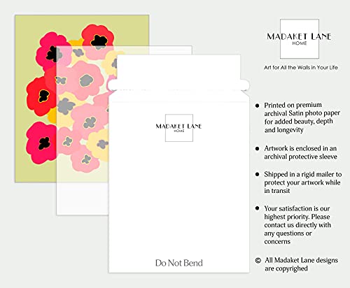Bedroom Wall Art For Women - Midcentury Modern Poster - Contemporary Floral Print For Kitchen - Minimalist Abstract Wall Decor - Hygge Boho Artwork - Aesthetic Marimekko Style - 8X10 Unframed #TOP1