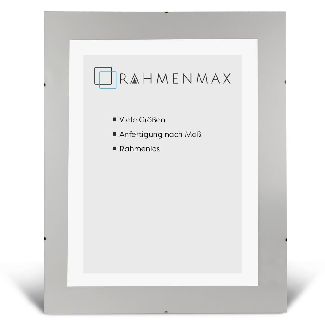 Rahmenloser Bildhalter nach Maß für Bild 45x67cm mit Acrylglas | Bruchsicheres 1mm Acrylglas Antireflex und 2,5mm weiße MDF-Rückwand
