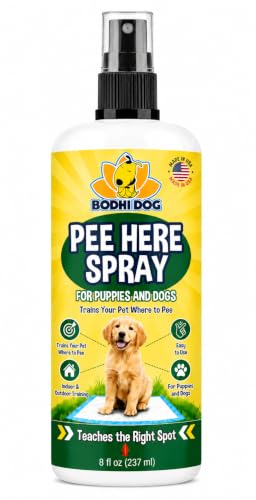 Image of Pee Here Dog Potty Training Spray - Teaches Your Puppy The Right Spot to Go - Attracts Dogs to Pee Pads, Grass, and Approved Potty Areas