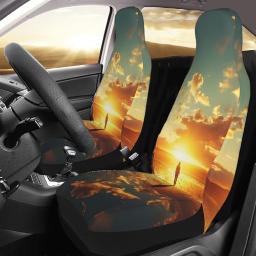 Housses de siège de voiture respirant motif coucher de soleil universelle pour tout type de monospace