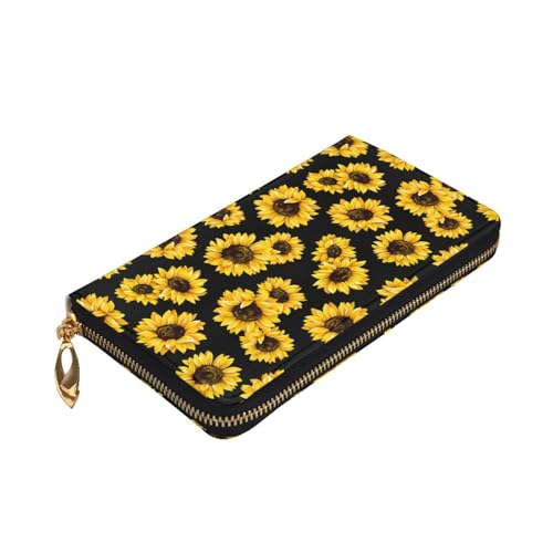 Sunflower Leather Hand Wallet for Women Long Zipper Clutch Purse for Cash Cards Coin3