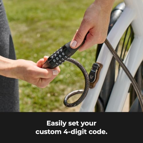 Image of Master Lock Bike Cable Lock 5' x 1 /2 inch Heavy Duty Anti-Theft Bike Lock Steel Cable with Black Weather Resistant Vinyl Coating for Bikes, Ebikes & Scooters, 5 Feet Long, 8370D