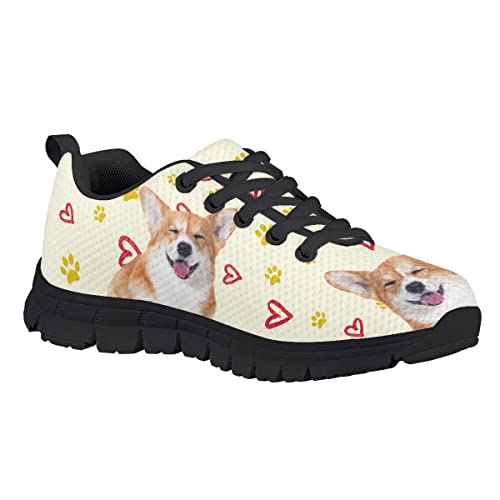 AmzPrint Cute Animal Corgi Print Running Tennis Sport Shoes Unisex-Child Walking Gym Jogging Boys Tennis Shoes Size 12 Purple