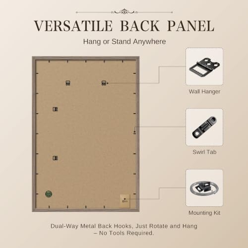 Image of VCK 27x40 Inch Poster Frame Set of 3, Walnut Wood Frames for Wall Decor