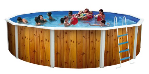 piscine ronde diam 350 à 640cm avec décor (550 cm, Bois Vertical)