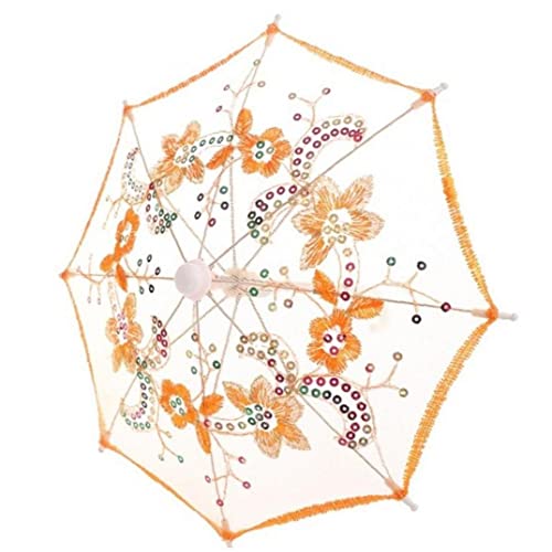 Hrippy Mini Parapluie Brodé en Dentelle Petit Parapluie en Dentelle Fait À Main Mini Parapluie Coloré pour Poupées Accessoires De Jouets Cover
