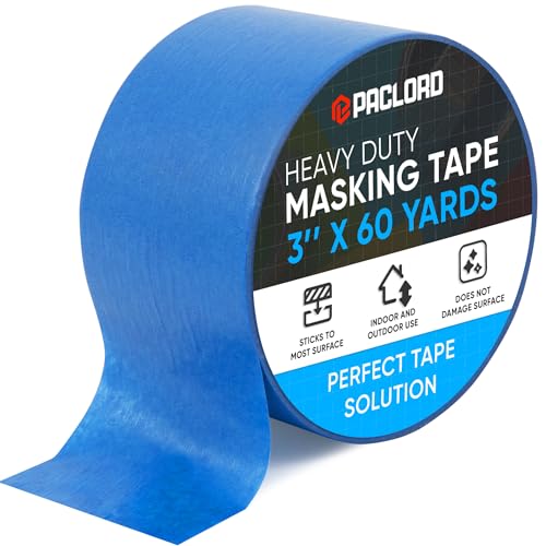 Image of 3 inch x 60 Yard Blue Paper Tape (Pack of 1) - Multi-Purpose Painter's Masking Tape for Home and Professional Use - for Painters, Construction, or DIY Crafts - Smooth and Easy Removal