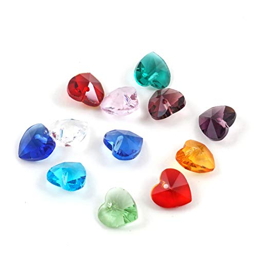 20Pcs 10Mm Heart Crystal Pendant Drop Beads January Red Birthstone Charms For Jewelry Craft Making Bb15-1 #TOP4