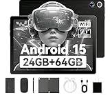 Latest 2026 Upgraded Android Tablet 10.1 Inch with IPS HD Touch Screen, Dual Camera, 64GB Storage 1TB Expansion, 8 in 1 Tablets Kit with Keyboard, Protective Case, Mouse, Stylus, BT 5.4, WiFi 6,Gray