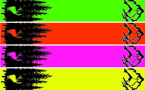 White Water Archery Fluorescent Elk Pine Tree and Mountains Arrow Wraps 15 Pc Pack Choose Length Width Color (Orange, 5