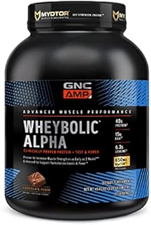 GNC AMP Wheybolic Alpha with MyoTOR Protein Powder | Targeted Muscle Building and Workout Support Formula with BCAA | Supports Testosterone Levels | 40g Protein | 22 Servings | Chocolate Fudge