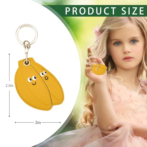 Image of Leather Keychain Case Holder Compatible with Apple AirTag, GPS Airtag Keychain Finder Tracker with Key Ring, Anti-Scratch Protective Air Tag Cover | Leather