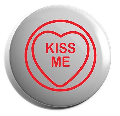 Image of Hippowarehouse Kiss me valentines day Badge Pin 25mm