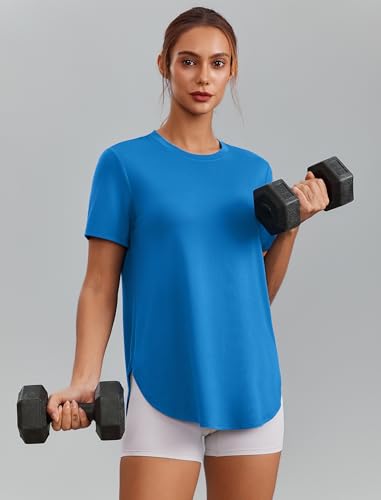 Image of PINSPARK Workout Tops for Women Short Sleeve Athletic Shirts UPF 50+ Quick Dry Running Outfits for Exercise Gym Hiking S-3XL