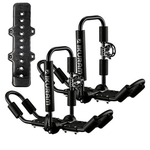 Kayak Roof Rack, Aluminum Kayak Carrier Folding J-Style Universal 4-in-1 Multifunction for Canoe,...