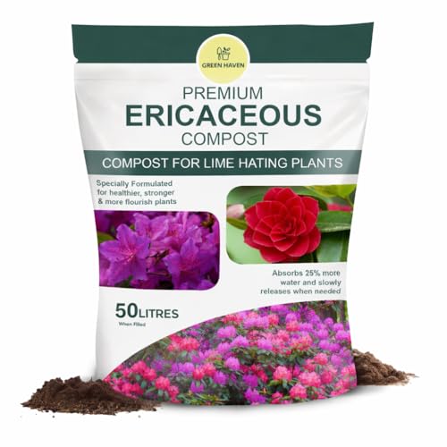 Green Haven Growmoor Premium Ericaceous Compost 50L for Acid Loving Plants - Acidic Plant Compost, Ericaceous Soil for Plants Rhododendrons, Azaleas, Camellias
