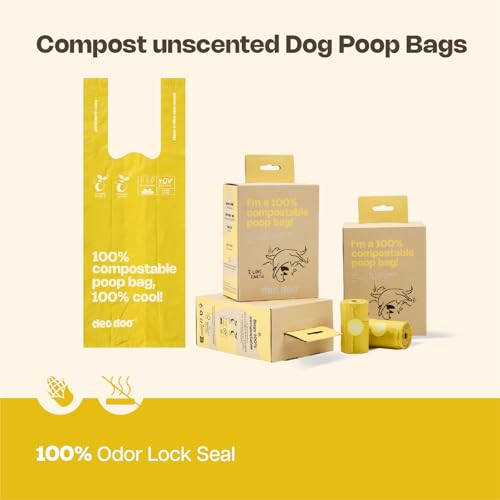 Image of Compostable Dog Poop Bags with Handles 144 Count - Biodegradable Poop Bags for Dogs, Leak Proof, Extra Thick, ASTM D6400 Certified, Unscented