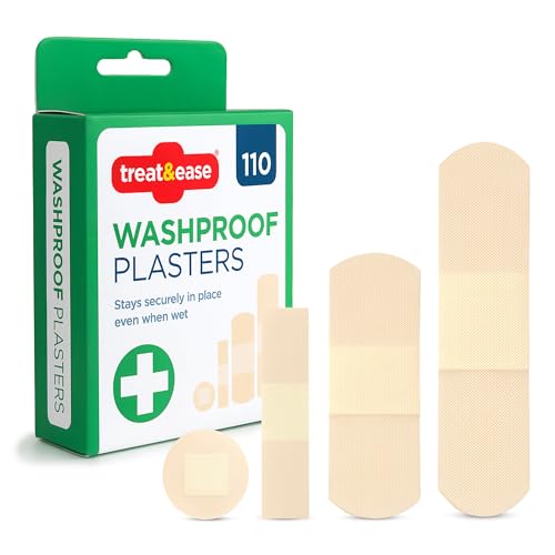 SOL 110pcs Waterproof Plasters & Dressing Supplies Assorted Sizes for Blisters Wounds & Cuts Breathable Soft Cushioned Pads Secure in Wet Conditions Ideal for Active Use & First Aid Kit Refill