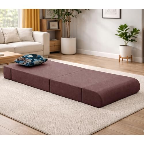 Image of Convertible 3 * 6 Single Seater Sofa Cum Bed | Foldable Sofa Bed for Apartments & Studio Rooms (Brown, COMFORTMAX)