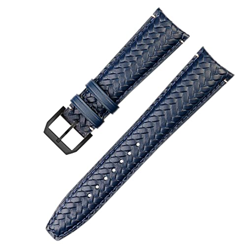 Bracelet de montre tissé en cuir bleu 22mm pour IWC Portugieser