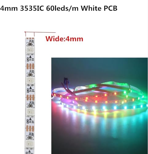 Tira de LED WS2812B RGB 1m 2m 5m 4mm 3535 SMD 60 LEDs/m miniatura 4