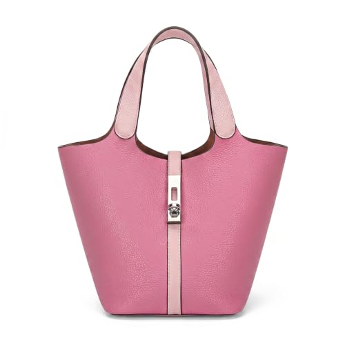 Image of Tote Bag for Women Vegan Leather Bucket Purse for Women Top Handle Handbag Shoulder Bag with Detachable Small Purse