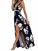 BerryGo Women's Sexy Deep V Neck Backless Floral Print Split Maxi Party Dress