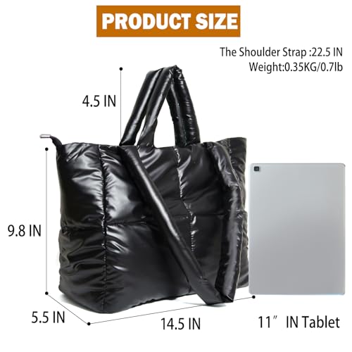 Image of Puffer Hobo Bag for Women Large Quilted Puffy Handbag Lightweight Quilted Carryall Shoulder Bag for Work Travel Gym