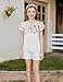 Arshiner Graphic Tees for Girls Girls Ruffle Short Sleeve Shirts Summer Pleated Crewneck T Shirt Casual Tops Tee Blouse White Flower 5-6 Years