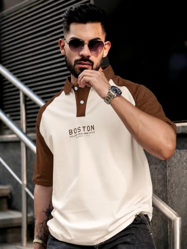 Image of Maniac || Mens || Printed ||Raglan Polo Neck || 3 /4th Sleeve || Cotton ||Oversized ||Polo T-Shirt