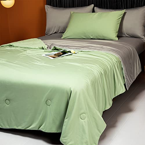 Image of LLanCL Cooling Blankets for Hot Sleepers - Cool Like Ice Cream Lightweight Blanket for Summer with Double Side Cold, Cooling Comforter, Quilt, Fabric for Bed (Throw Size 47 inch x 59 inch Green & Grey)