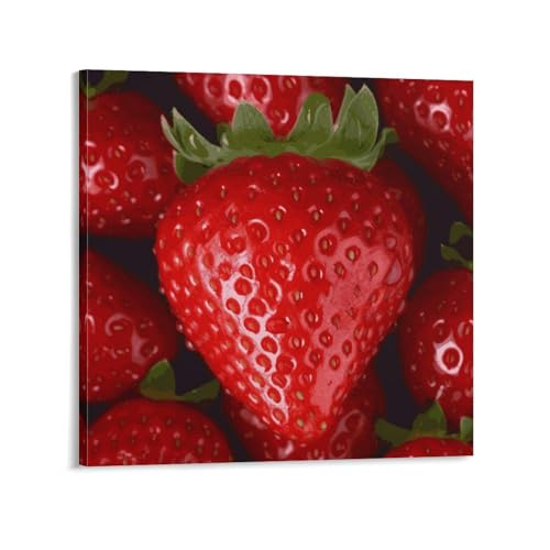Toile abstraite fraise rouge 40x40 cm AQRJLPM de style moderne pour mur