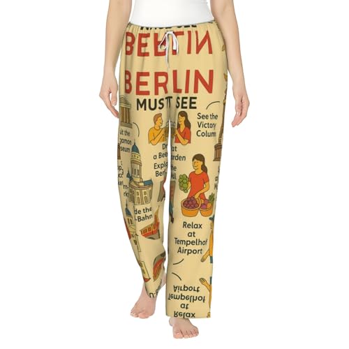 Pantalon de détente grande taille pour femme motif Berlin | Pyjama stretch doux