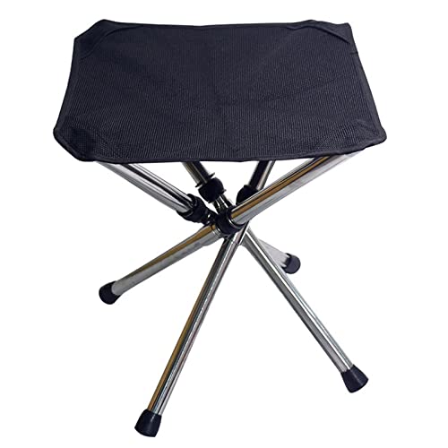 ETZRYSYB Silla de pesca, plegable, portátil, de acero inoxidable, ajustable, asiento de tela Oxford, para camping, pesca, peso máximo de 160 kg