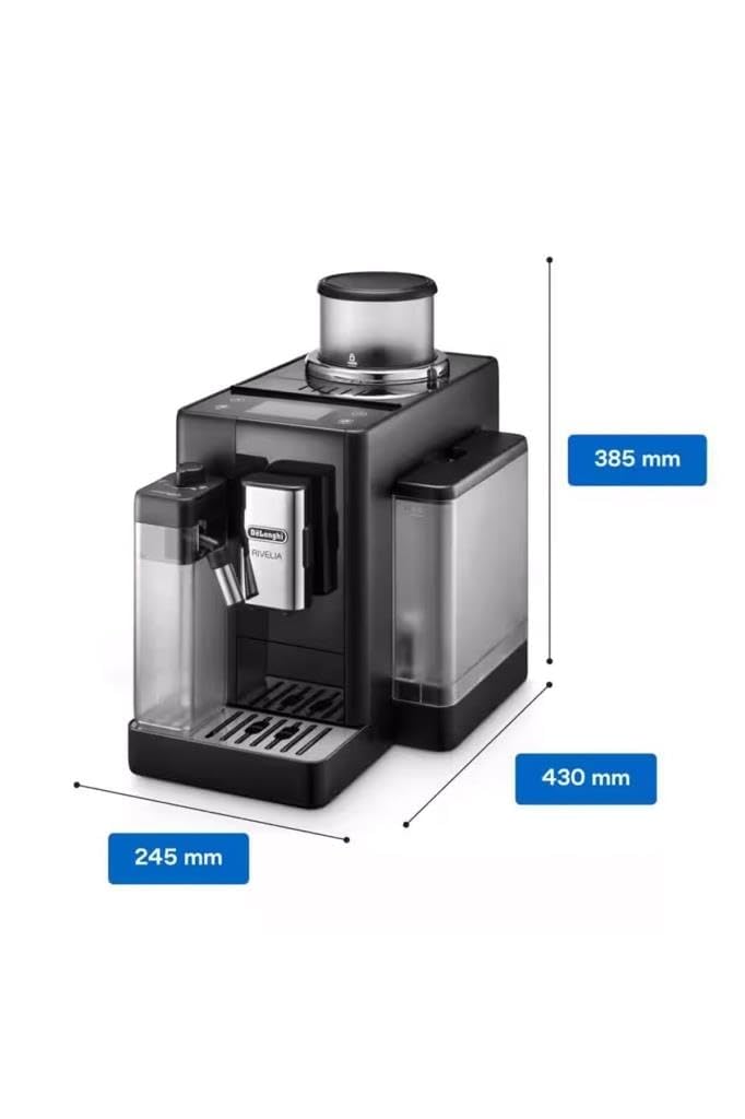 De'Longhi Rivelia EXAM440.55.B Kaffeevollautomat mit LatteCrema Milchsystem, Wechselbarer Bohnenbehälter, 16 Kaffee- & Milchgetränke auf Knopfdruck, Extra-Shot-Funktion, 3,5" Touch-Display, Onyx Black