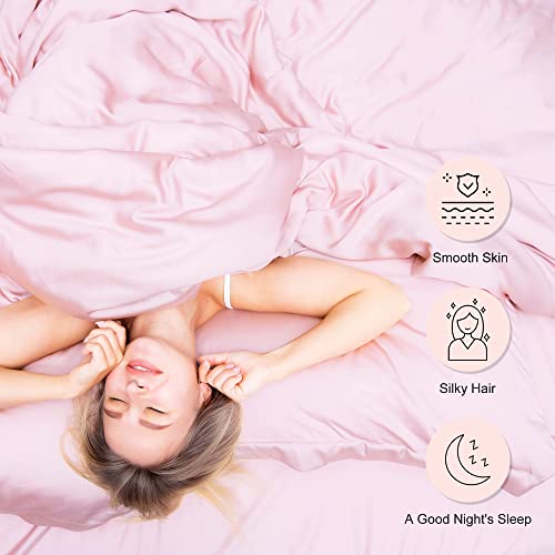 Seiwohl 2 pack Satin Silk Pillowcases for Hair and Skin Pink Pillow Case 2 Pack with Hair Silk Scrunchies - Image 3