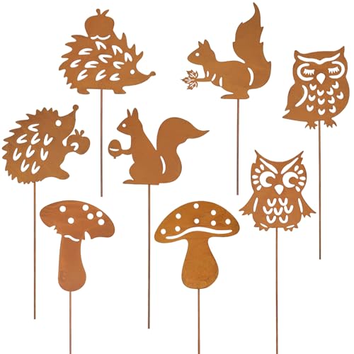8er Gartendeko Rost Gartenstecker, Garten Herbstdeko Metall für...