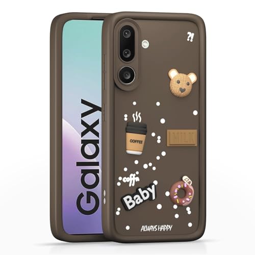 Image of Bintage Ball Bear| Donut| Milk Cake| Baby| Coffee Rubber Case Camera Protection Back Cover Compatible for Samsung Galaxy F56 5G - Brown