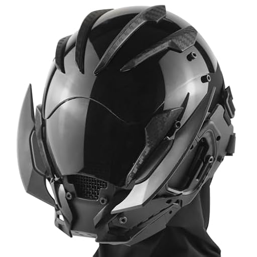Marikito Máscara Cyberpunk, casco futurista, casco de ciencia ficción único para adultos, perfecto para accesorios de cosplay y fiestas rave (Gris) | Ya disponible en tu tienda friki favorita! En mundofriki.es!
