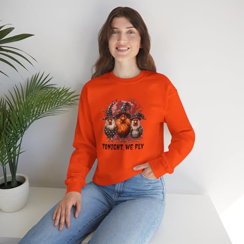 Halloween Chickens Tonight We Fly Sweatshirt, Fall Spooky Design, Fall Sweater Crewneck, Halloween Apparel, Spooky Farm3