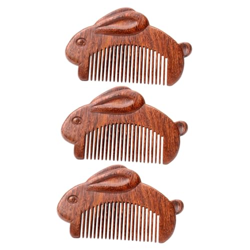 DRESSOOS 3個 うさぎの毛のくし くせ毛用ブラシ ニットコーム 髪取り櫛 理髪コーム もつれを解く からかい 額 マッサージコーム 木の櫛 髪の櫛 女性用ヘアコーム 多目的櫛 サンダルウッド