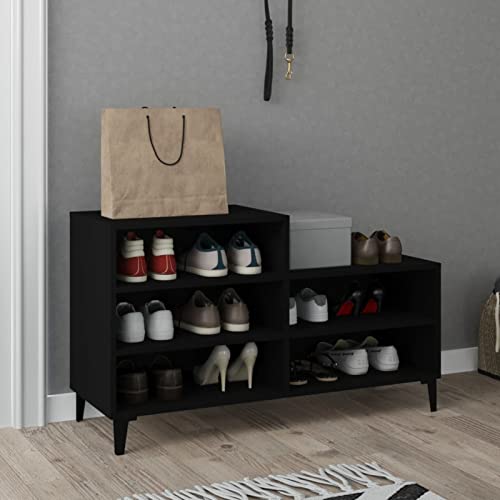 Gecheer - Armario para zapatos, color negro, 102 x 36 x 60 cm, madera de ingeniería, mueble de almacenamiento, para dormitorio, salón, vestidor, entrada, pasillo tipo A