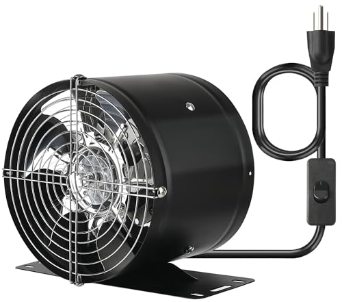 Aydomer 6 Inch Inline Duct Fan with Switch Low Noise High Air Flow Extractor Fan Metal Exhaust Fan with Bracket and Mesh for Basement Garage Attic Kitchen(Black)