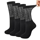 Diabetikersocken Herren 4 Paar - Bambus Socken ohne Gummibund & Naht für Diabetiker Socken, Atmungsaktives Netz，Extra Wide Strechy (Schwarz, Größe 40-49)​