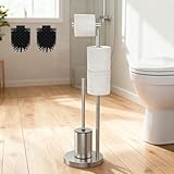 DIYGEEK Porta Carta Igienica da Terra con 2 Scopino, Piantana Portarotolo per Bagno WC con...