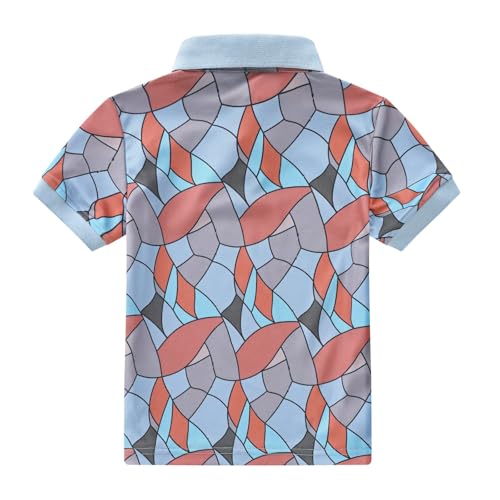 Kids Boys Polo Shirt Breathable Short Sleeve Classic Polos Toddler Tropical Floral Graphic Shirt (Grey-4, 4-5 Years)2