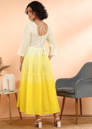 Image of Maaesa Women Embroidered Cotton Flared Dress