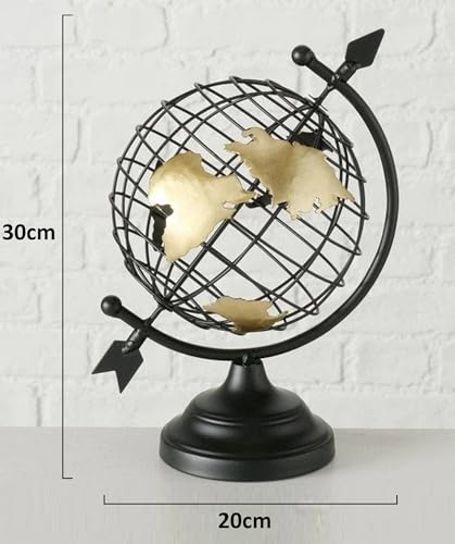 Image of AUGEN Rotating Globe Statue Gold & Black Durable Metal Innovative Stress Relief Toy Kinetic Orbital Art for Home Office Desktop Gift Decoration (1 Piece,6798B4)