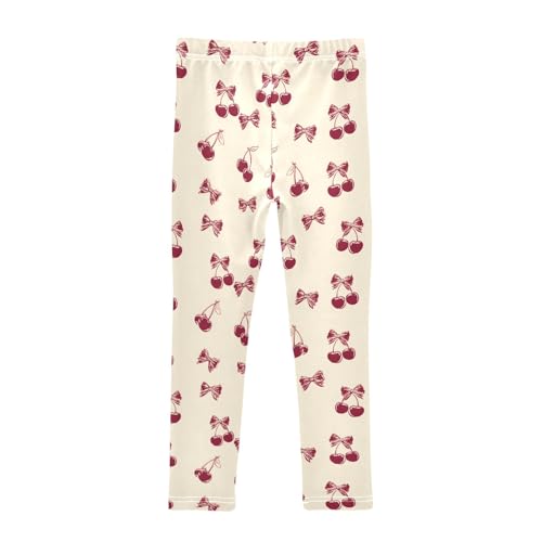 senya Girls Printed Leggings Yoga Pants Bow Retro Red Cherry for Kids in 4t to 10 Years, 4T2